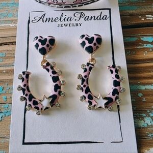 Amelia Panda Pink and Black Earrings